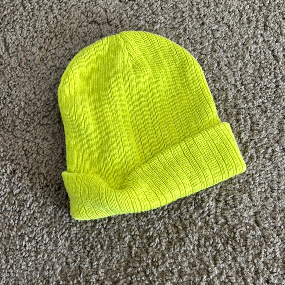 Green Ribbed Knit Beanie Hat